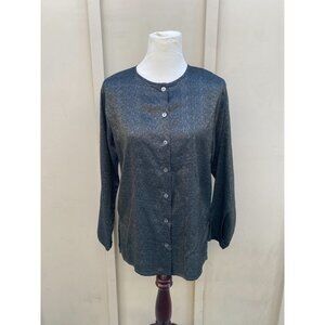 Dosa {size 1} 100% Silk Button Down Shirt Blouse Top Black